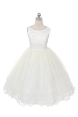 KD198-Lace Trim Long Tulle Dress