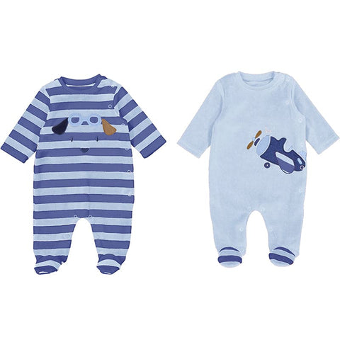 2753_Boys 2pc Velour Onesie