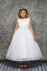 KD458-Luxurious Princess Ballgown Dress w/ Floral Trim