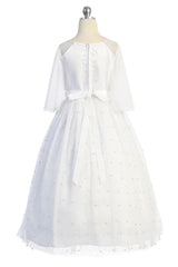 KD512- Pearl Mesh Butterfly Sleeve Long Dress