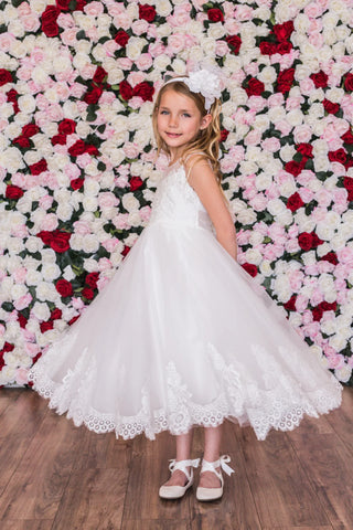 KD7007- Lace Applique Illusion Bateau Dress