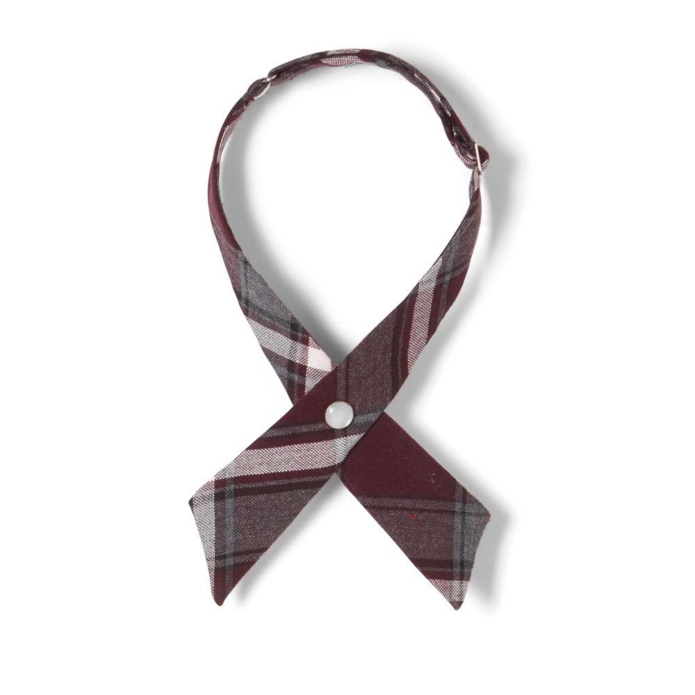 Girls Cross Tie Burgandy/Plaid - academie du christ-roi