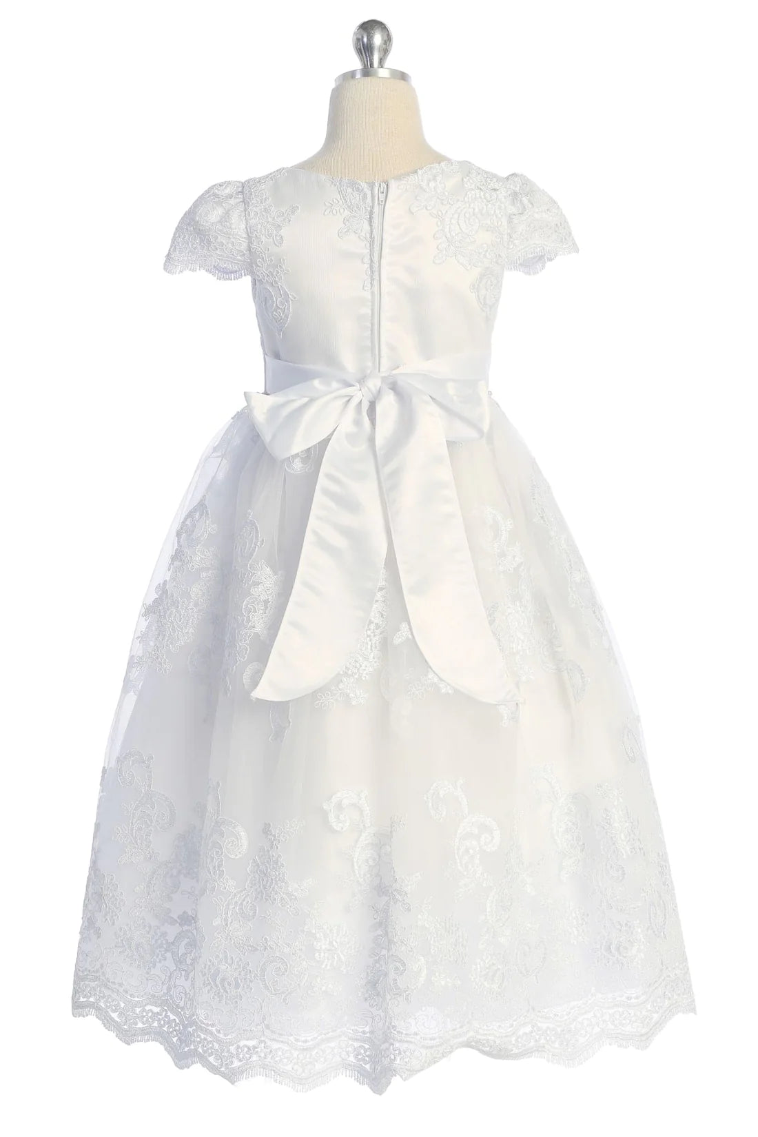 KD554- Cording Embellished Lace Sleeve Long Dress