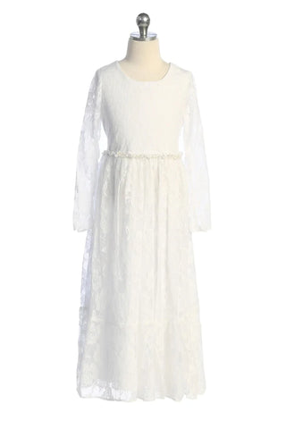 KDWE202 - Long White Lace Maxi Boho Dress