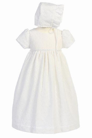 Cotton Eyelet Christening Dress #GG-3492 - Growing Kids