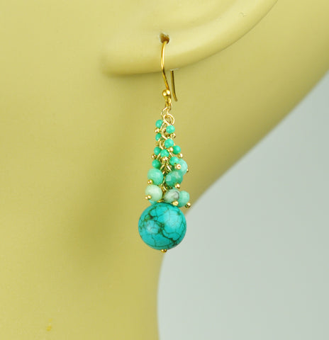 Turquoise Cascade Cluster Earrings - Growing Kids