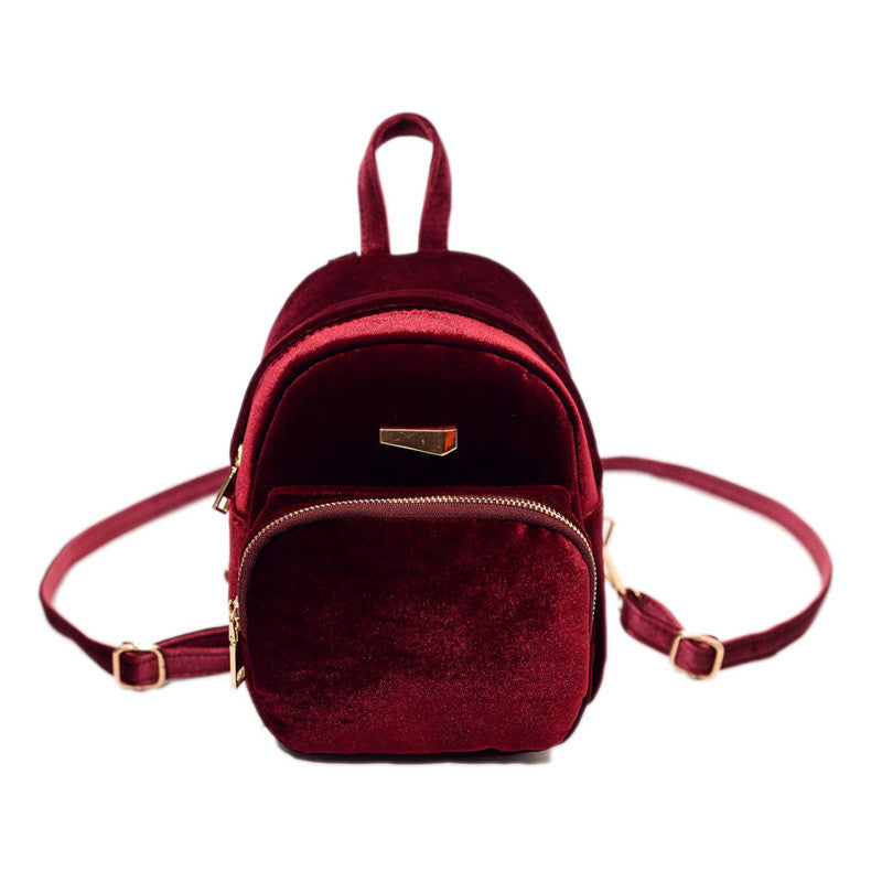 Promo: Backpack casual winter velvet rucksack small light girl school book shoulder bag mochilas feminina ZZ526 - Growing Kids