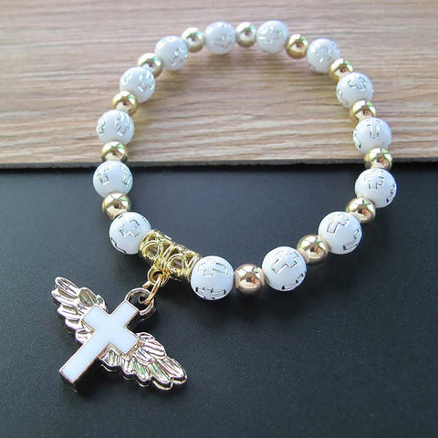 12 Pcs/lot  Angel Wing Cross Bracelet Favor for Girl   Baptism Favor  Christening Favor   Bautizo Recuerdos