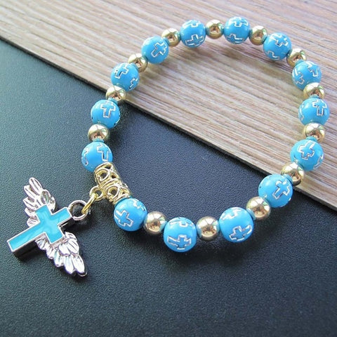 12 Pcs/lot  Angel Wing Cross Bracelet Favor for Girl   Baptism Favor  Christening Favor   Bautizo Recuerdos