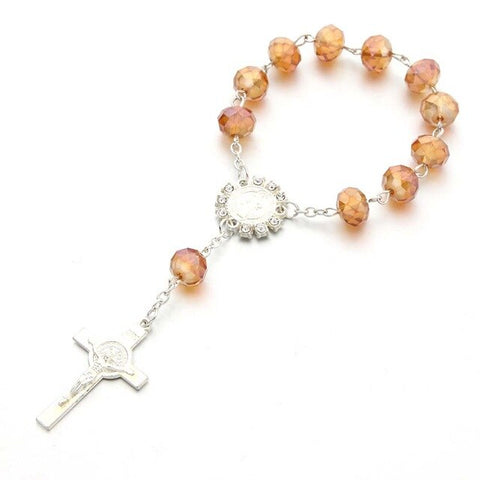 10pcs/Lot Baptism Favors More Colors Christening FavorsCrystal Beaded Baptism Favor Communion Favor Catholic Rosary Bracelet