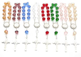 10 pièces/lot faveurs de baptême plus de couleurs faveurs de baptême cristal perlé faveur de baptême faveur de Communion Bracelet chapelet catholique