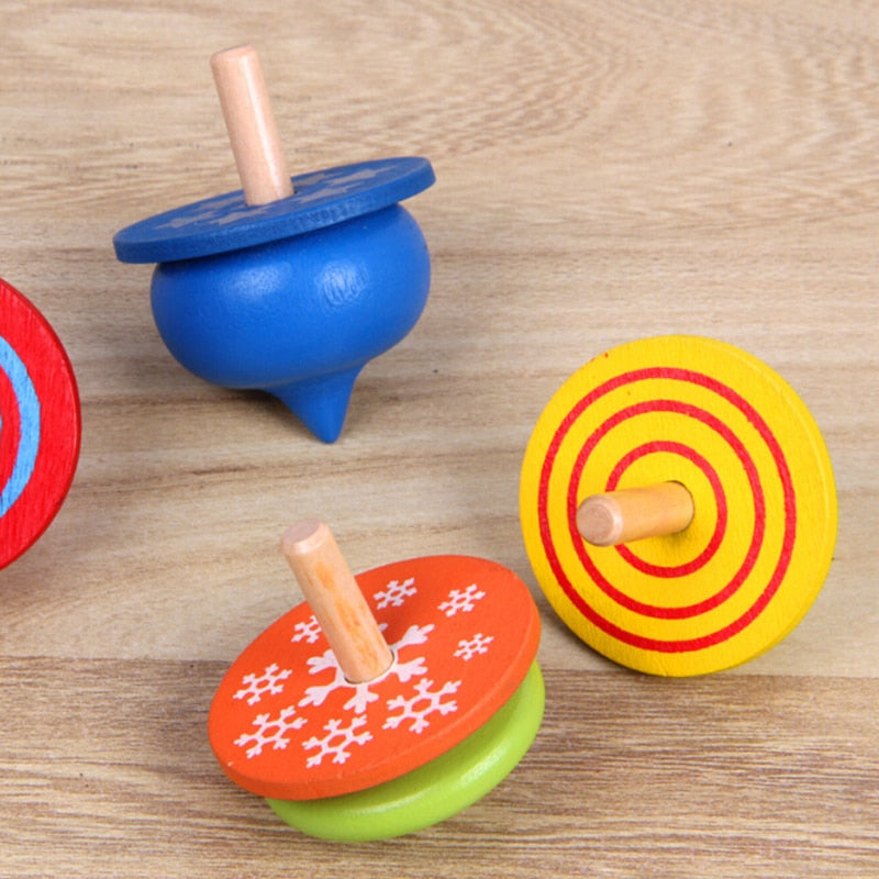 4 pièces toupies couleur aléatoire en bois jouet drôle Gyro coloré jouet trottola Tippe jouet Beyblade Burst jouet pour les enfants