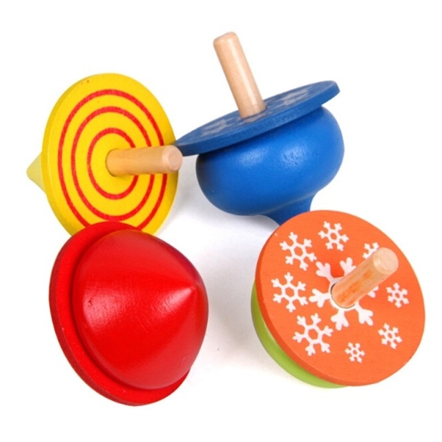 4 pièces toupies couleur aléatoire en bois jouet drôle Gyro coloré jouet trottola Tippe jouet Beyblade Burst jouet pour les enfants